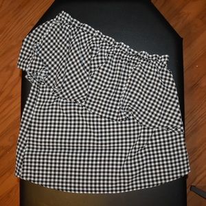 One shoulder plaid shirt